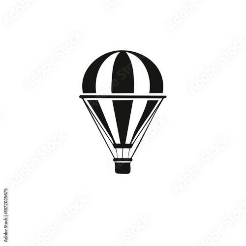 Striking Black and White Hot Air Balloon Illustration Against Plain Background