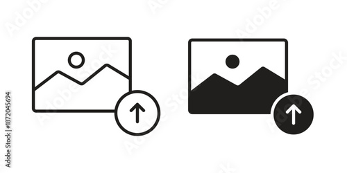 Upload photo icons. Vector graphic. Editable vector stroke. EPS 10.