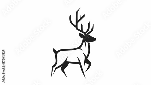 Elegant Stag Silhouette Majestic Antlers Standing Proud.