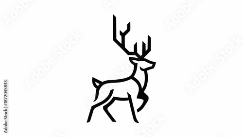 Elegant Stag Silhouette with Majestic Antlers.