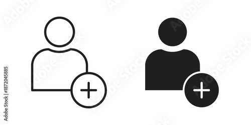 User add icons. Vector graphic. Editable vector stroke. EPS 10.