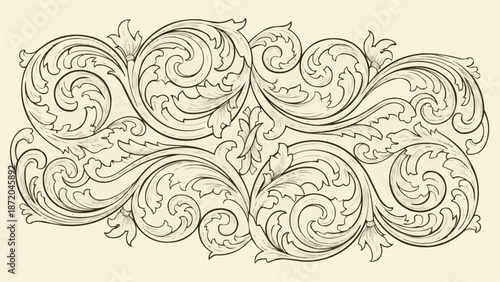 Elegant Swirling Floral Scrollwork Design.