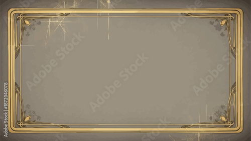 Elegant vintage golden frame with ornate details and textured background.