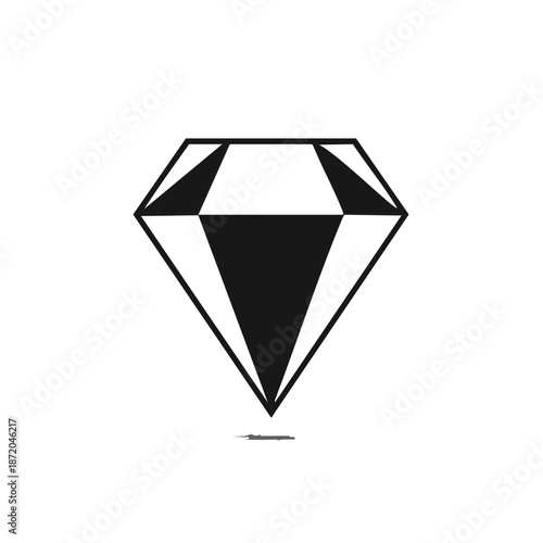 Simple Icon of Diamond Shape With Lines Symbolizing Precious Gemstone For Logo or Graphic Element Design