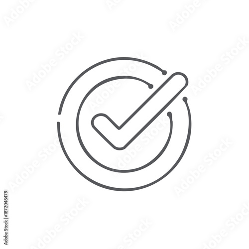 Check mark icon in rounded design, simple illustration for approval, confirmation, acceptance, complete, progress, success
