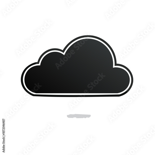 Minimalist Black Cloud Icon with Outline Silhouette for Weather and Data Storage Applications