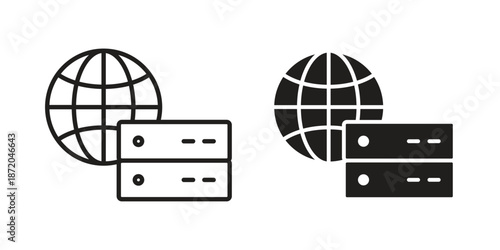 Web server icons. Vector graphic. Editable vector stroke. EPS 10.