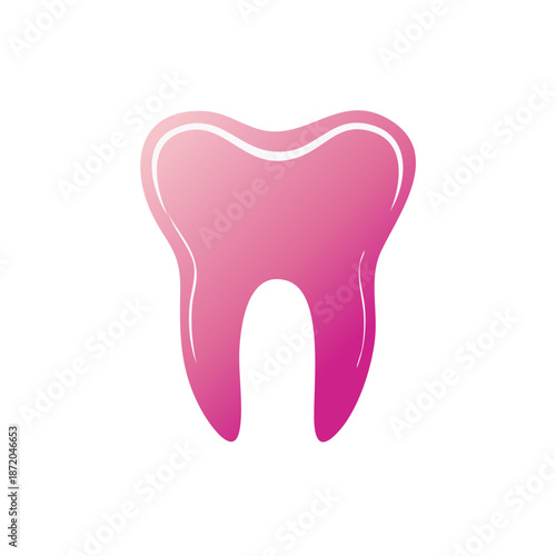 Stylized Pink Tooth for Dental Health Design with Gradient Coloring