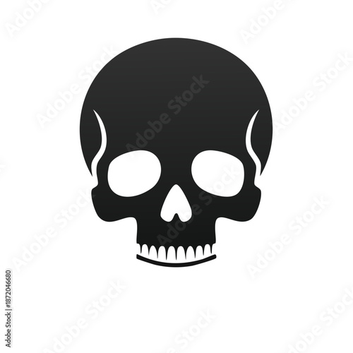 Stylized grayscale skull vector art. Graphic symbol for danger, poison or death. Halloween horror, spooky designs and creative projects.