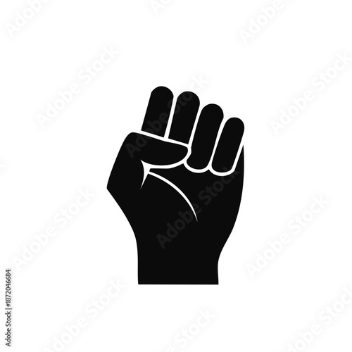 Raised Fist Symbol - Human Hand Gesture for Solidarity, Protest, and Empowerment. Strength, Unity, Resistance Concept