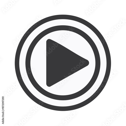 Play button icon in a circular frame representing media playback