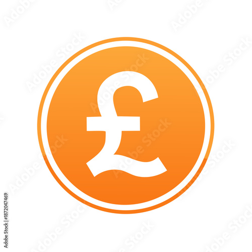 Orange Coin with British Pound Symbol Represents Finance and Currency Exchange