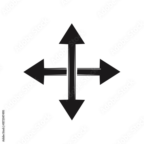 Four Direction Arrow Symbol Indicates Movement or Navigation in Multiple Directions