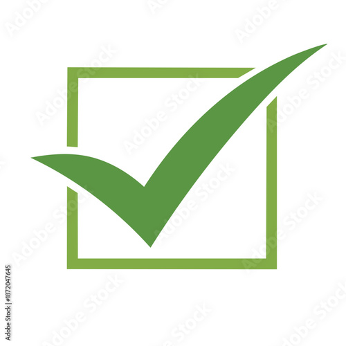 Green Check Mark Icon in Square Approval Acceptance Confirmation Choice Tick symbol