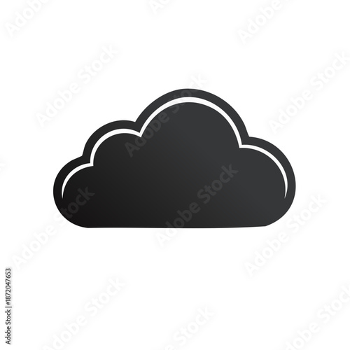 Single isolated dark cloud illustration for weather forecasting, meteorology and science concept icon