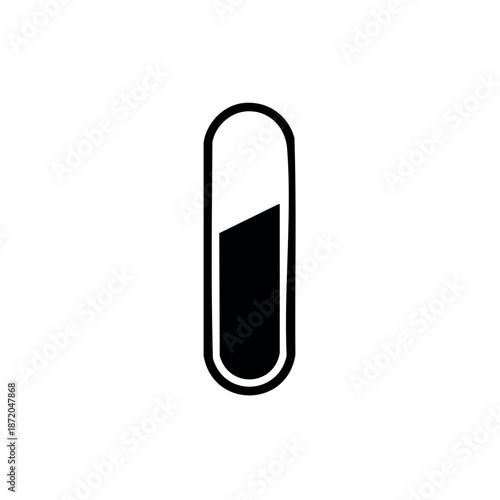 Capsule Silhouette Icon Showing Partial Filled State for Progress or Loading Graphic UI Element