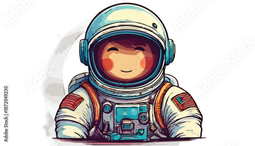 Cartoon Astronaut Illustration - A Whimsical Space Explorer in Detailed Suit.