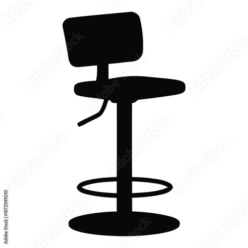 Modern Bar Stool Silhouette Vector Adjustable Counter Chair Furniture Icon