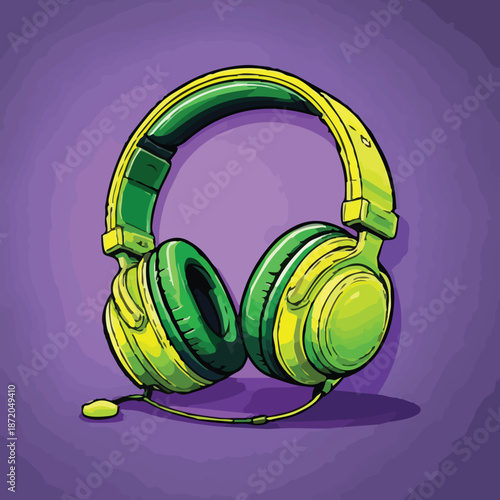 Green and Yellow Gaming Headset with Microphone for Immersive Audio.