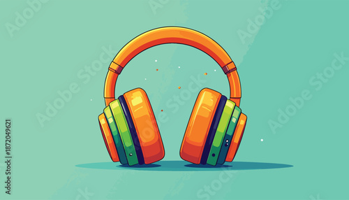 Vibrant Orange Headphones with Green Accents for Immersive Audio Experience.