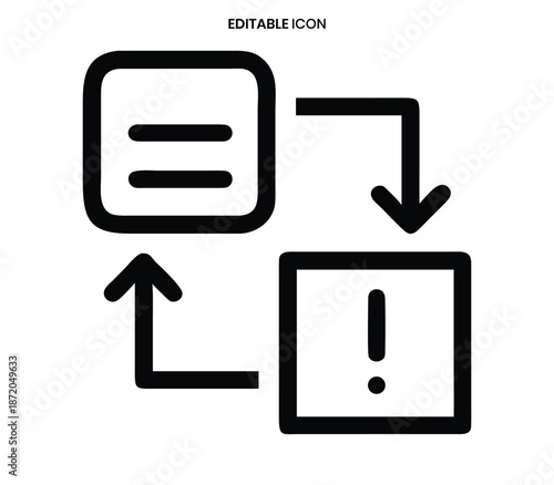 Fragile package handling icon depicting a box with an exclamation point and directional arrows