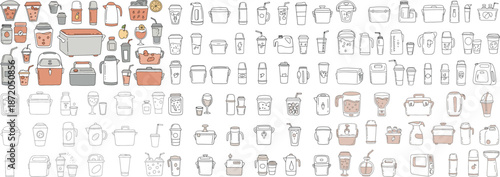 A colorful collection of various drink containers and accessories, showcasing diverse styles and designs.