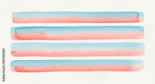 Abstract watercolor lines with gradient effect featuring soft blue and coral hues providing a calm