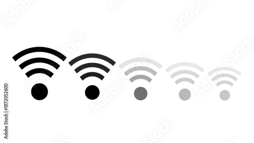 A visual representation of Wi-Fi signal strength, showing a gradient from strong to weak signal bars.
