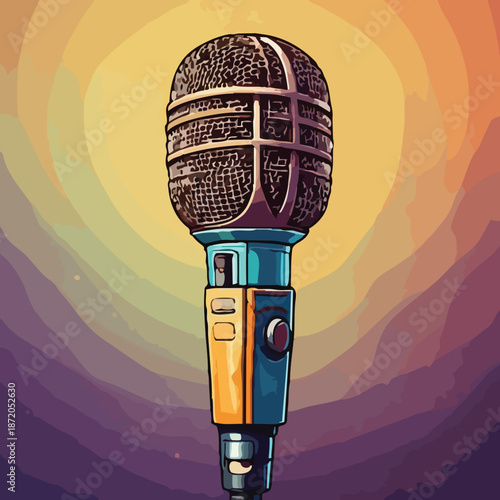 Vintage Microphone Illustration - A Classic Icon of Sound Recording.