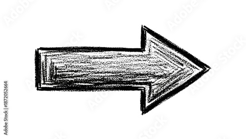 A hand-drawn black arrow pointing to the right, with a textured, sketchy appearance.