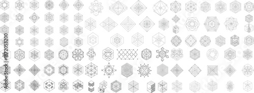 Intricate geometric designs in black and white, showcasing a variety of shapes and patterns.