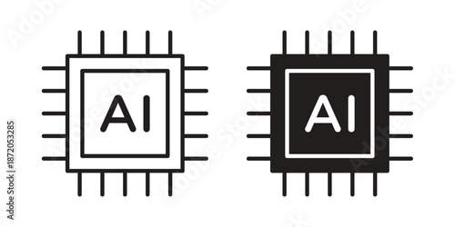 AI chip icons In Trendy Design Vector Eps 10, Editable Stroke and solid flat.