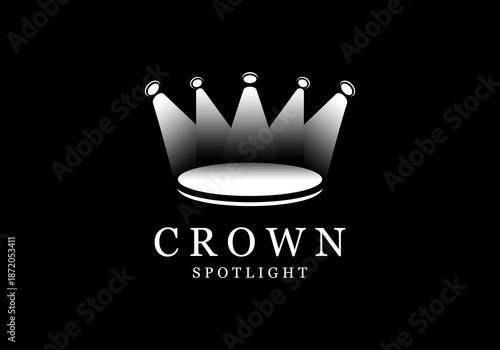 Creative and unique vector design of a circle icon logo with spotlights forming a crown.
