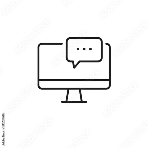 Computer screen with chat bubble indicating online communication  