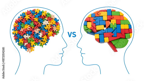 Wallpaper Mural Organized vs disorganized mind with puzzle pieces in brain Torontodigital.ca