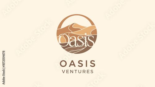 Oasis Ventures logo design featuring desert landscape elements.
