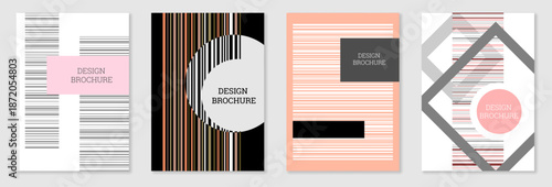 A set of 4 memphis-style covers. Geometric abstract background. Trendy, vibrant covers, banners, posters