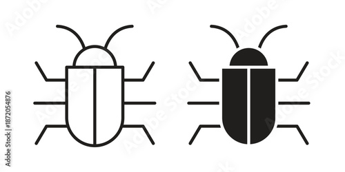 Bug icons In Trendy Design Vector Eps 10, Editable Stroke and solid flat.