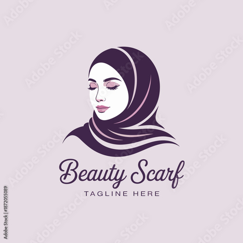 A chic logo design featuring a woman in a scarf, epitomizing beauty and sophistication, perfect for a fashion brand celebrating style and elegance.