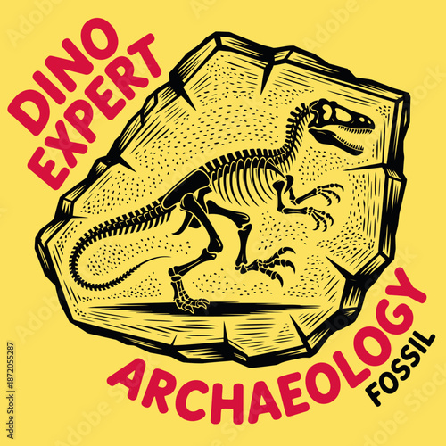 This playful illustration embodies the excitement of paleontology, featuring a dinosaur fossil design to engage aspiring archaeologists and dinosaur enthusiasts.