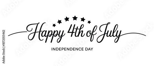 Happy 4th of July Independence Day text with stars, vector illustration