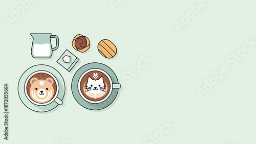 Cups of Coffee with Animal Faces.