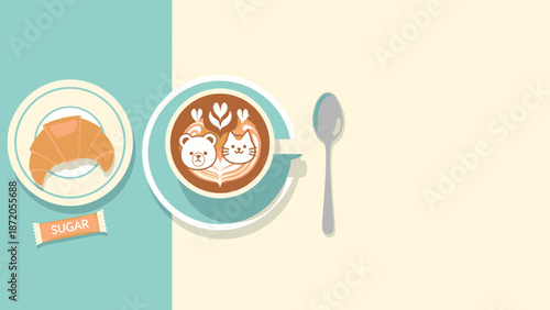 Cute Coffee Cups with Heart Design.