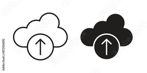 Cloud upload icons In Trendy Design Vector Eps 10, Editable Stroke and solid flat.