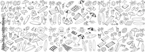 A vibrant illustration featuring a variety of beach elements, perfect for summer vibes.