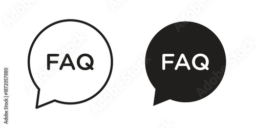 FAQ icons In Trendy Design Vector Eps 10, Editable Stroke and solid flat.