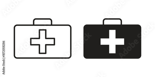 First aid kit icons In Trendy Design Vector Eps 10, Editable Stroke and solid flat.