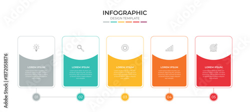 Infographic design template with icons and 5 options or steps. Can be used for process diagram, presentations, workflow layout, banner, flow chart, info graph