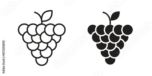 Grapes icons In Trendy Design Vector Eps 10, Editable Stroke and solid flat.