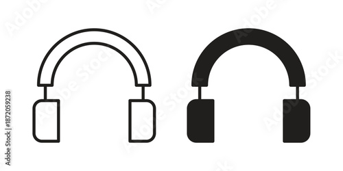Headphone icons In Trendy Design Vector Eps 10, Editable Stroke and solid flat.